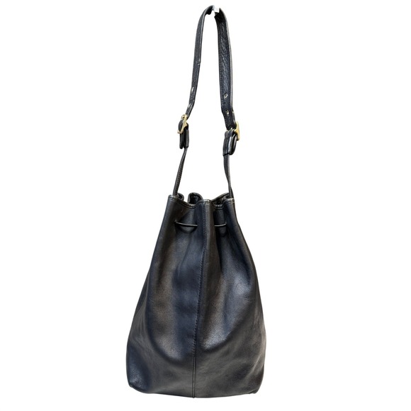 VTG Coach Black Leather Bucket Bag Legacy Sling Drawstring Shoulder Bag 9166 Y2K - Picture 2 of 10